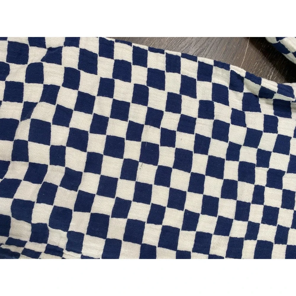 2PC Hanna Andersson Smocked Cami Top & Wide Leg Pant Set Navy White Check 10/12